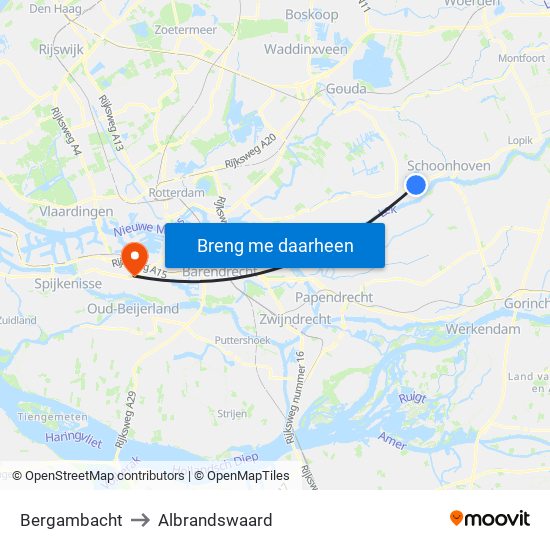 Bergambacht to Albrandswaard map