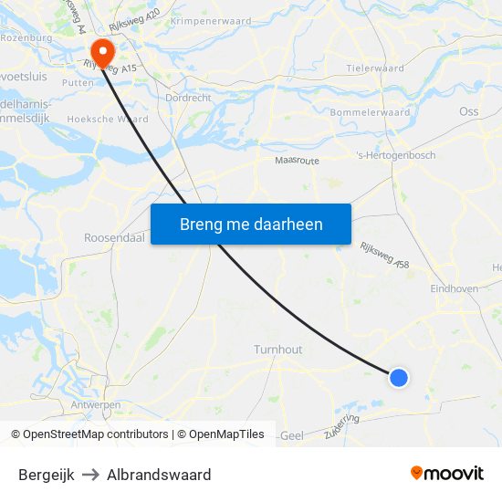 Bergeijk to Albrandswaard map