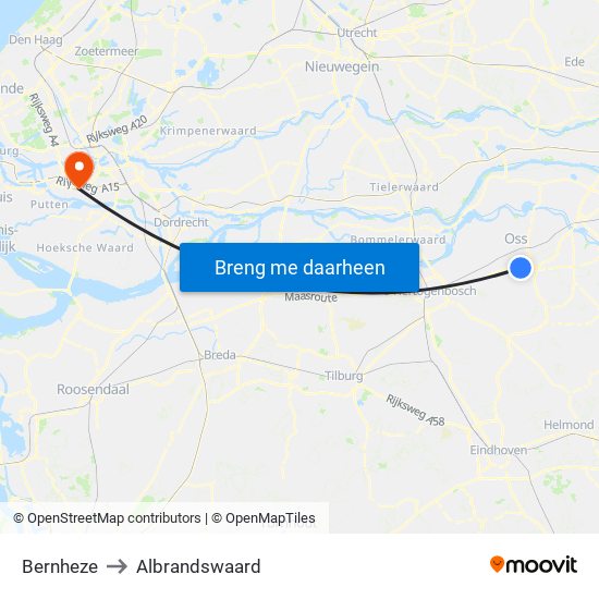 Bernheze to Albrandswaard map
