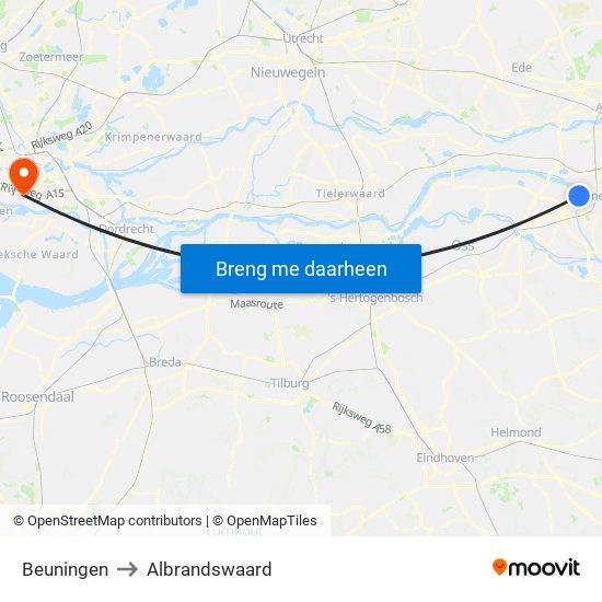 Beuningen to Albrandswaard map