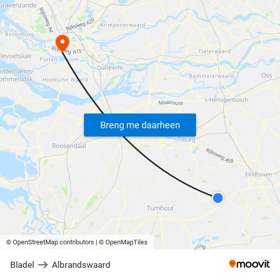 Bladel to Albrandswaard map