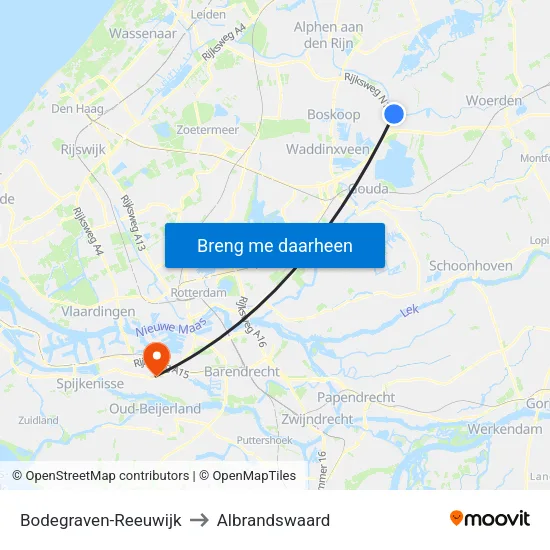 Bodegraven-Reeuwijk to Albrandswaard map