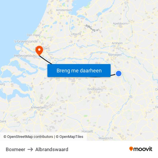 Boxmeer to Albrandswaard map