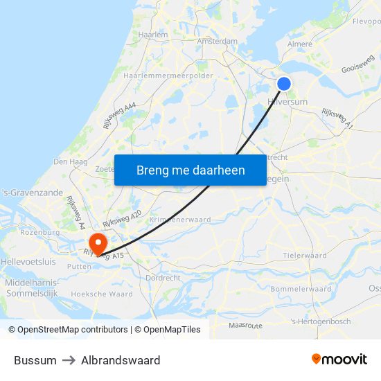 Bussum to Albrandswaard map