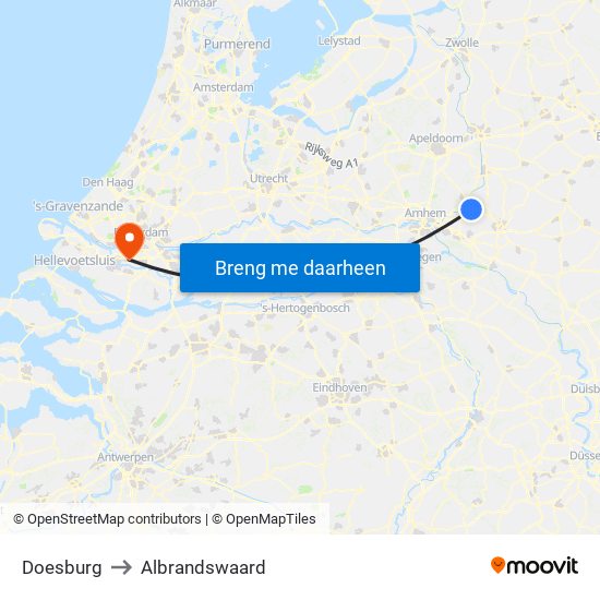 Doesburg to Albrandswaard map