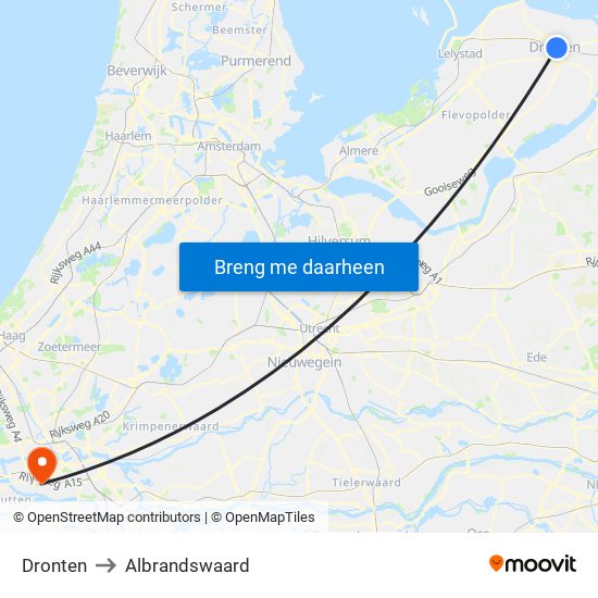 Dronten to Albrandswaard map