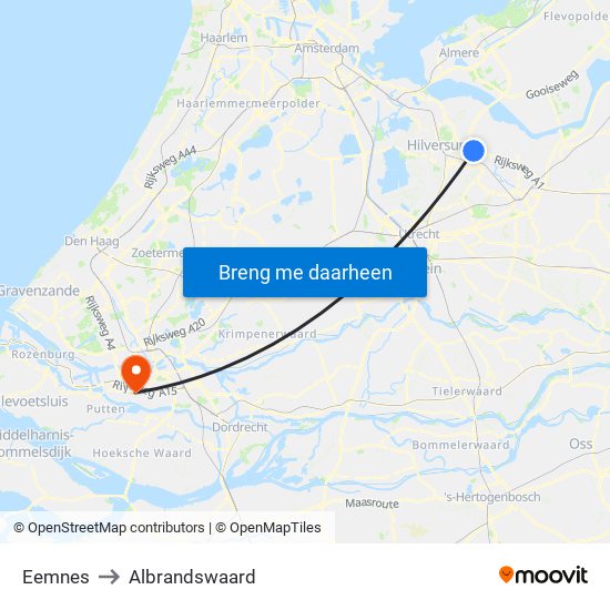 Eemnes to Albrandswaard map