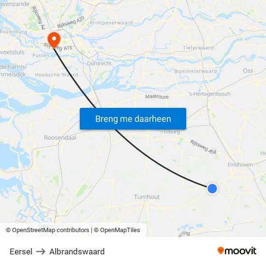 Eersel to Albrandswaard map