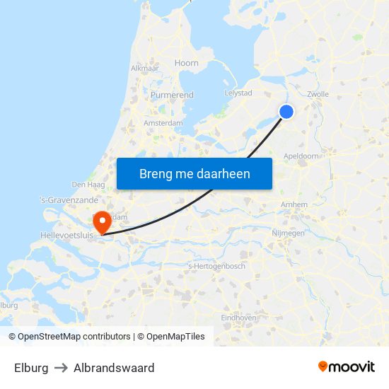 Elburg to Albrandswaard map