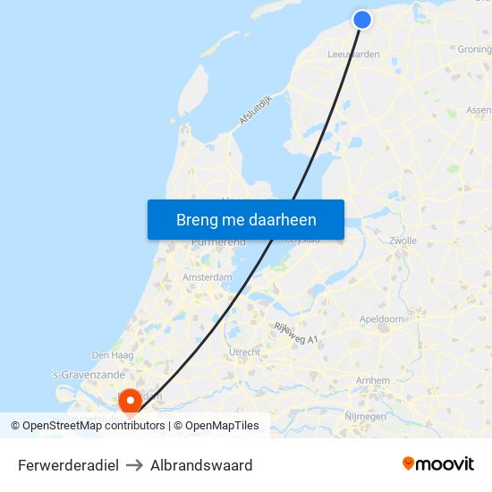 Ferwerderadiel to Albrandswaard map
