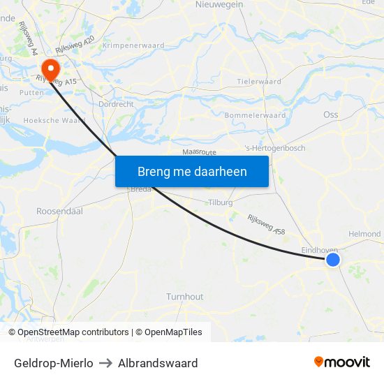 Geldrop-Mierlo to Albrandswaard map