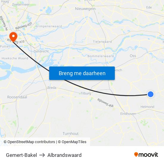 Gemert-Bakel to Albrandswaard map