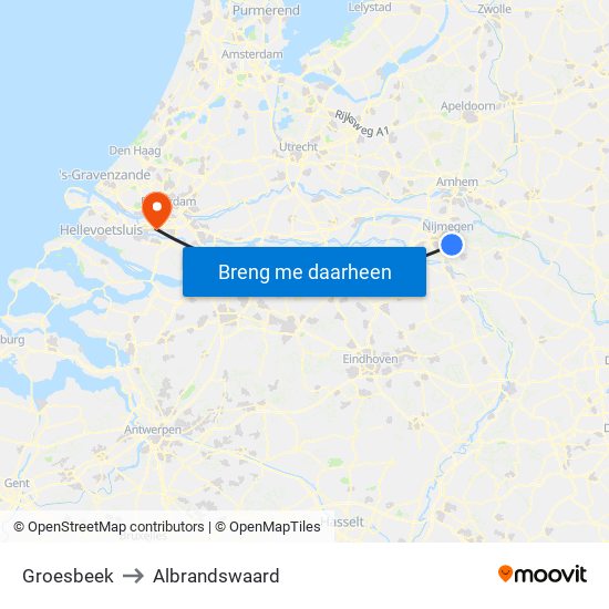 Groesbeek to Albrandswaard map