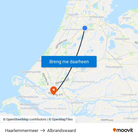 Haarlemmermeer to Albrandswaard map