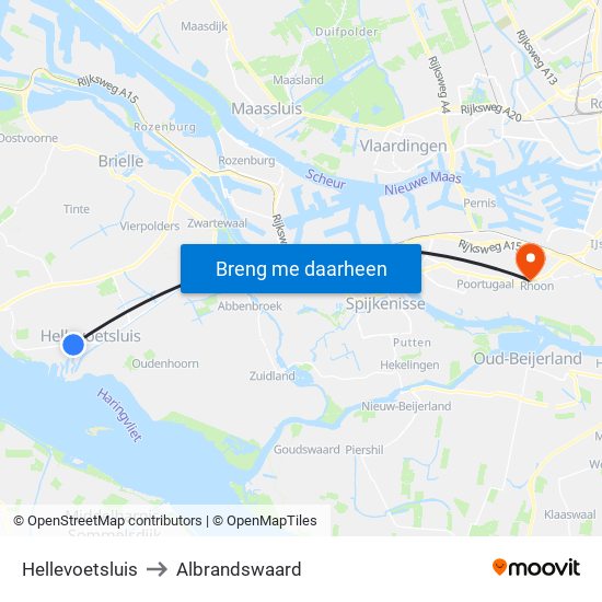 Hellevoetsluis to Albrandswaard map