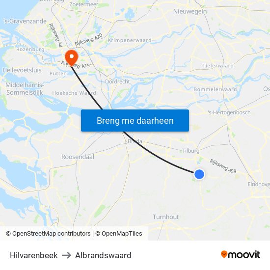 Hilvarenbeek to Albrandswaard map
