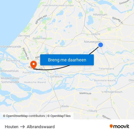 Houten to Albrandswaard map