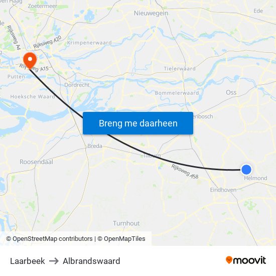 Laarbeek to Albrandswaard map