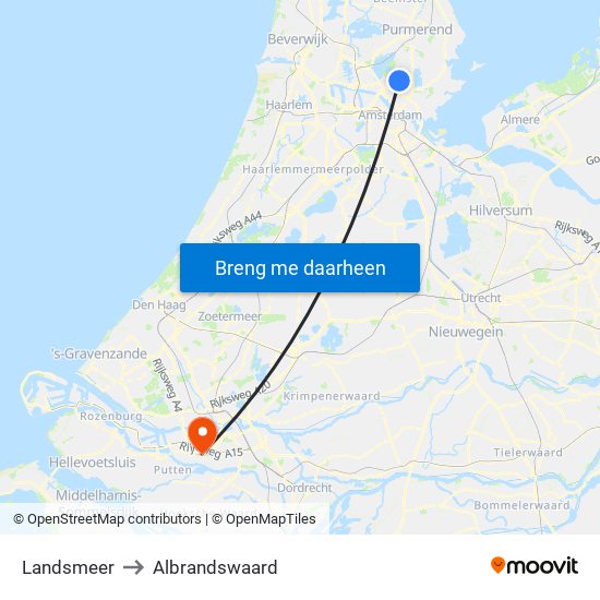 Landsmeer to Albrandswaard map