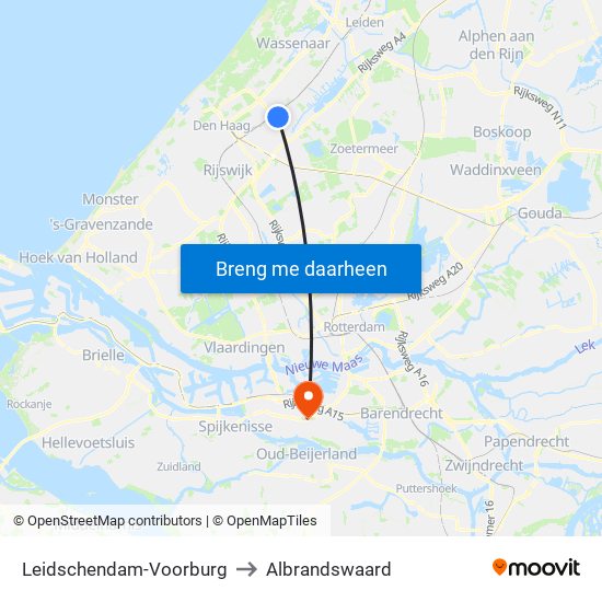 Leidschendam-Voorburg to Albrandswaard map