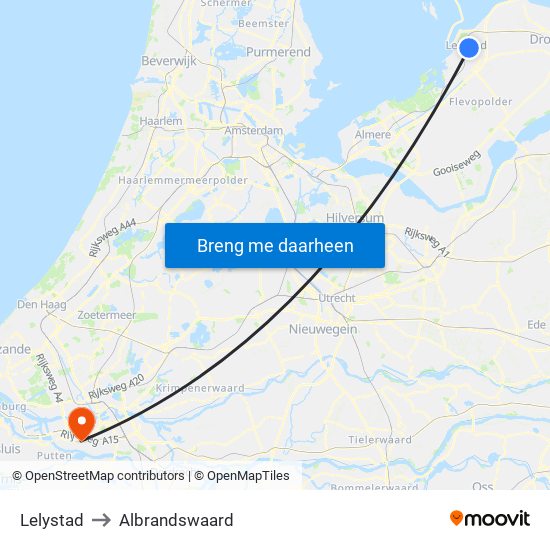Lelystad to Albrandswaard map
