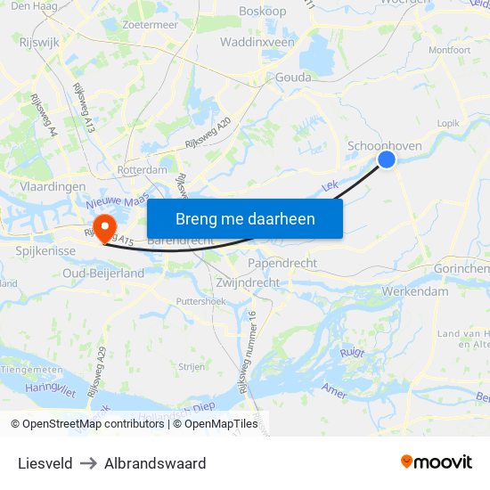 Liesveld to Albrandswaard map
