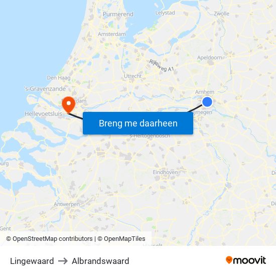 Lingewaard to Albrandswaard map