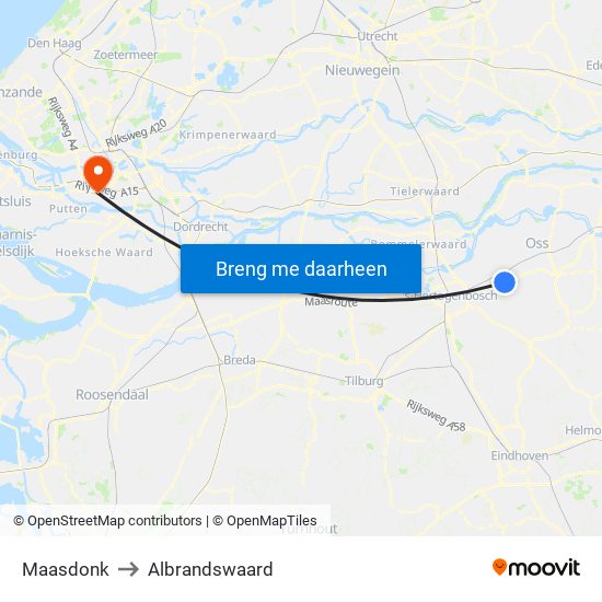 Maasdonk to Albrandswaard map