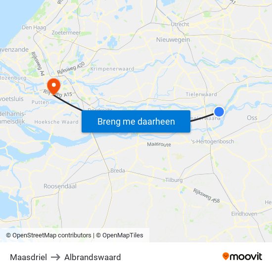 Maasdriel to Albrandswaard map