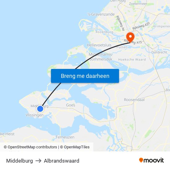 Middelburg to Albrandswaard map