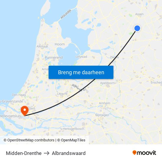 Midden-Drenthe to Albrandswaard map