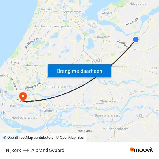 Nijkerk to Albrandswaard map