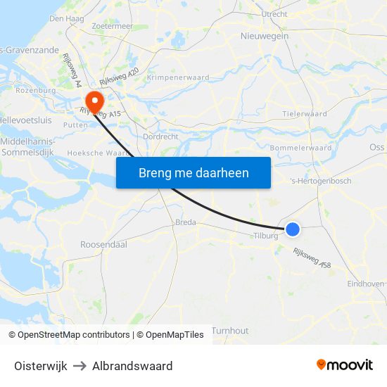 Oisterwijk to Albrandswaard map