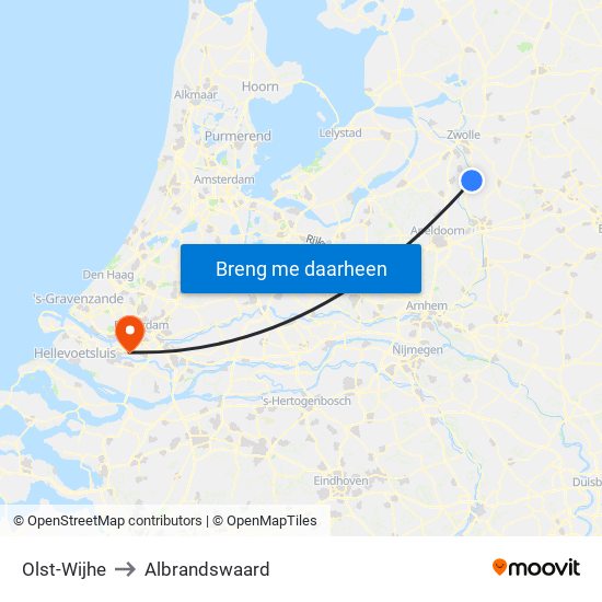 Olst-Wijhe to Albrandswaard map