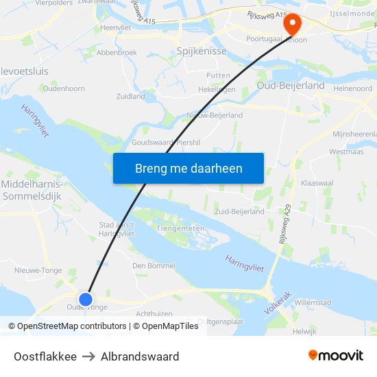 Oostflakkee to Albrandswaard map