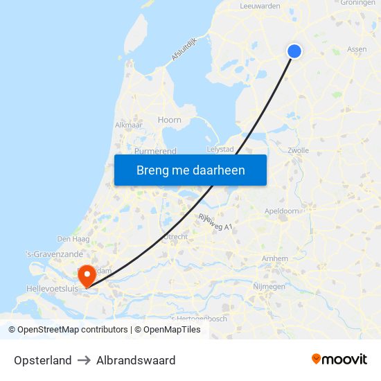 Opsterland to Albrandswaard map