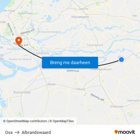 Oss to Albrandswaard map