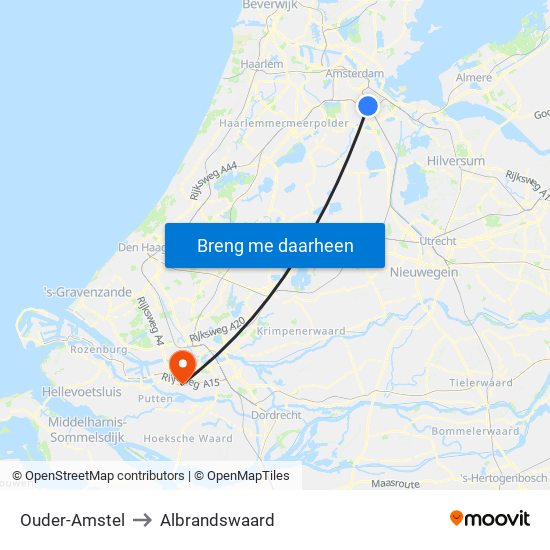 Ouder-Amstel to Albrandswaard map
