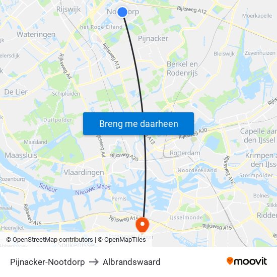 Pijnacker-Nootdorp to Albrandswaard map