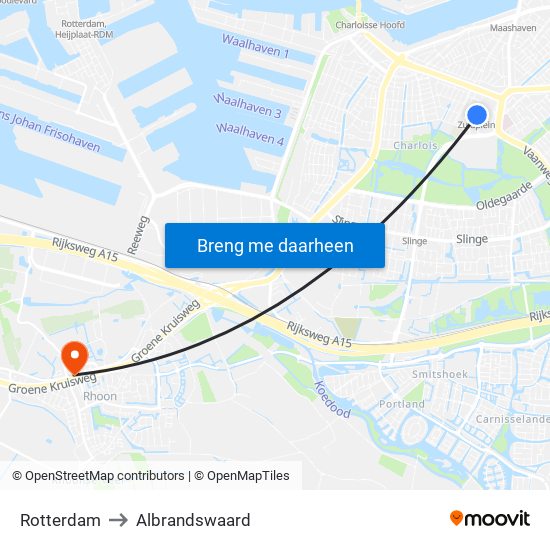 Rotterdam to Albrandswaard map