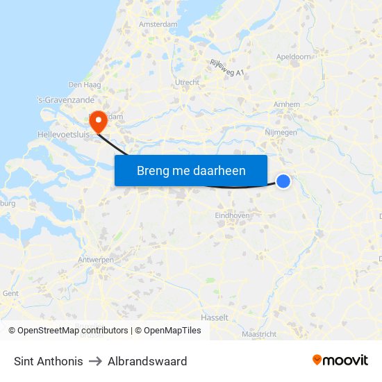 Sint Anthonis to Albrandswaard map