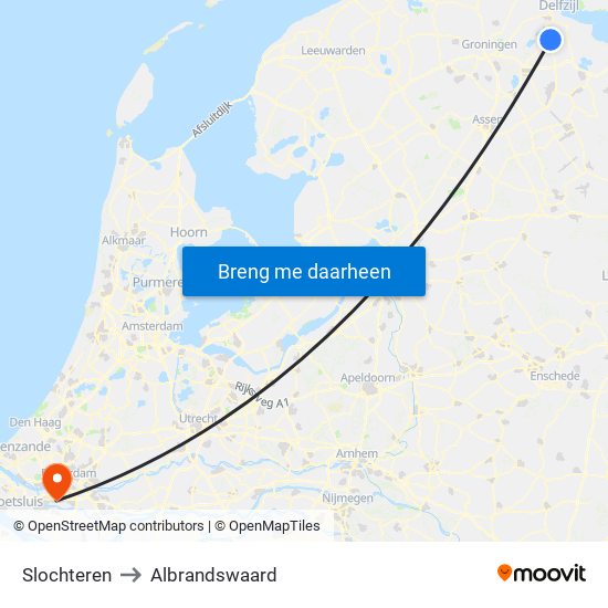 Slochteren to Albrandswaard map