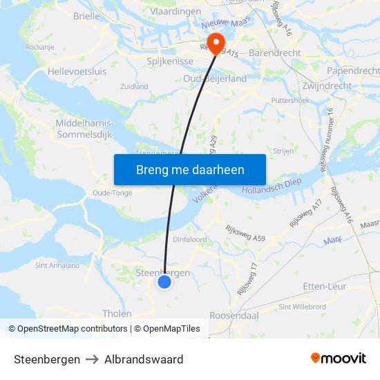 Steenbergen to Albrandswaard map