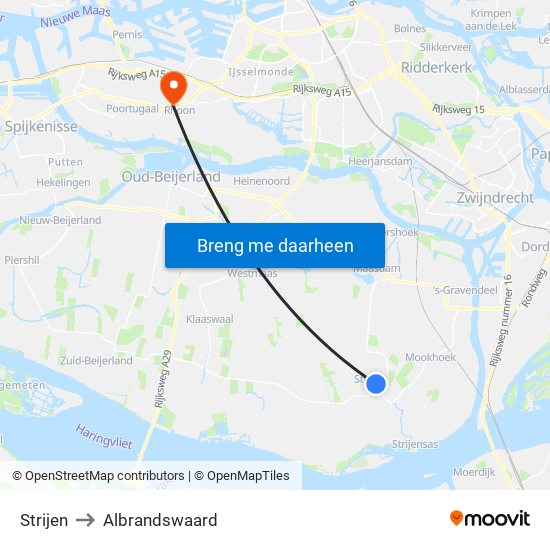 Strijen to Albrandswaard map