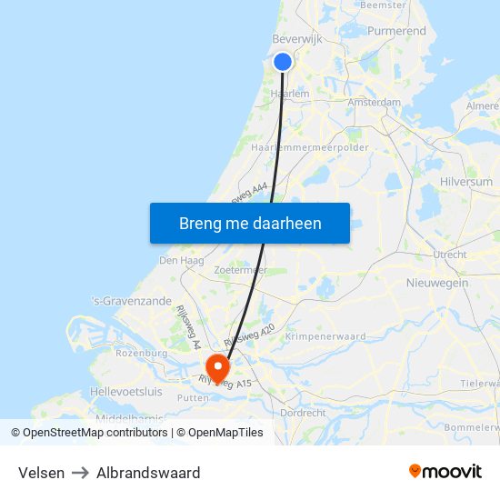 Velsen to Albrandswaard map