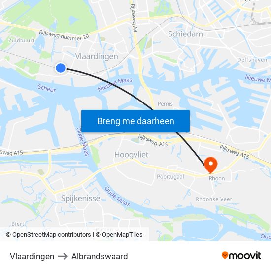 Vlaardingen to Albrandswaard map