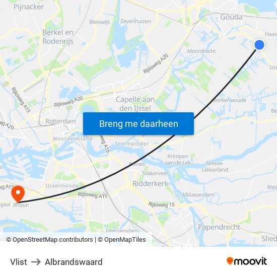 Vlist to Albrandswaard map