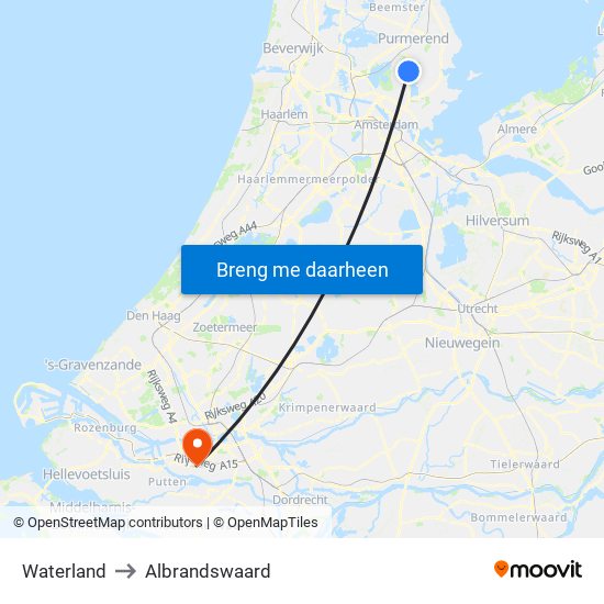 Waterland to Albrandswaard map