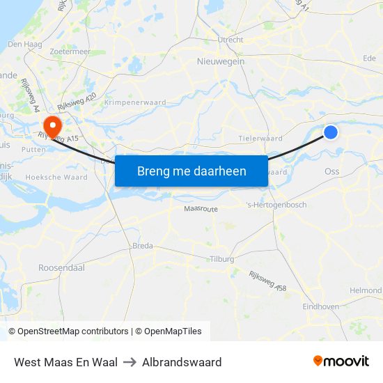 West Maas En Waal to Albrandswaard map