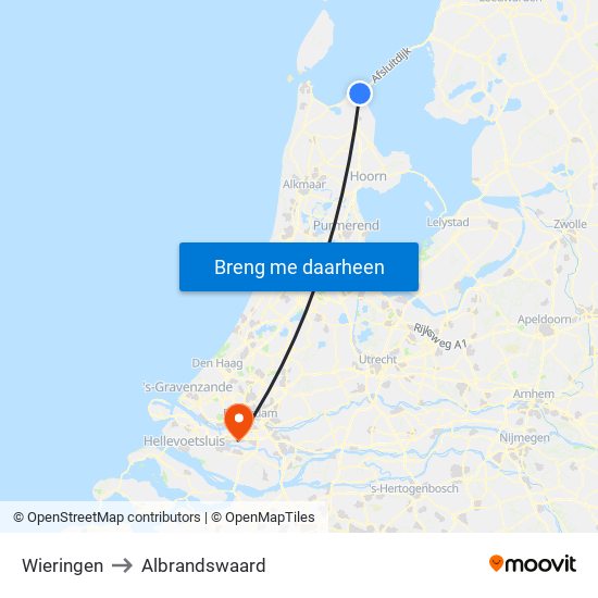 Wieringen to Albrandswaard map